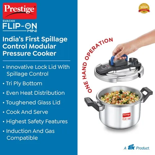 PRESTIGE FLIP-ON SS SVACHH 3 LTR (18 CM) PRESSURE COOKER - Image 2