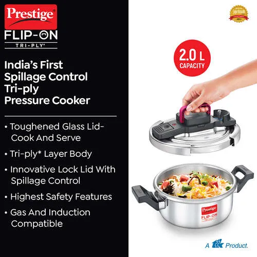 PRESTIGE FLIP-ON TRIPLY SVACHH 2 LTR PRESSURE COOKER - Image 2