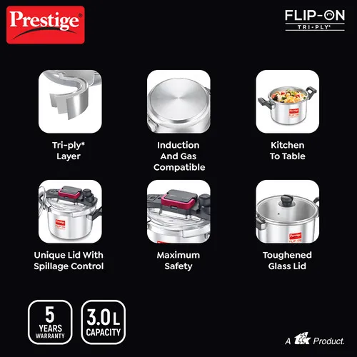 PRESTIGE FLIP-ON TRIPLY SVACHH 3 LTR (18 CM) PRESSURE COOKER - Image 2