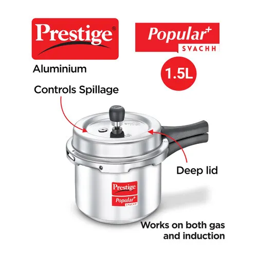 PRESTIGE POPULAR PLUS SVACHH ALUMINIUM COOKER 1.5 LTR - Image 2