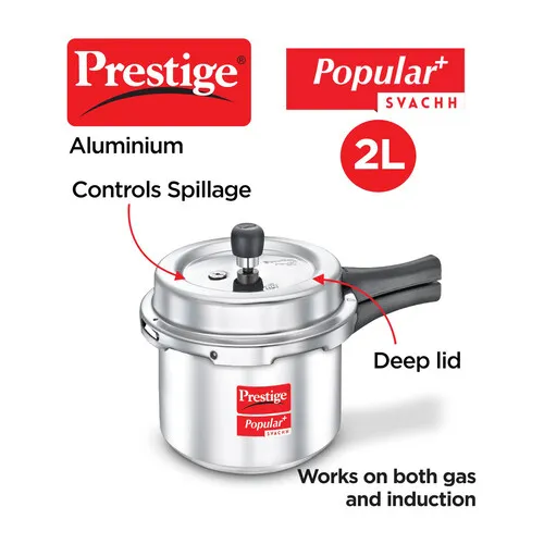 PRESTIGE POPULAR PLUS SVACHH ALUMINIUM COOKER 2 LTR TALL - Image 2