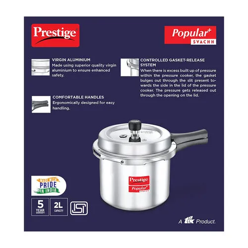 PRESTIGE POPULAR PLUS SVACHH ALUMINIUM COOKER 2 LTR TALL - Image 5