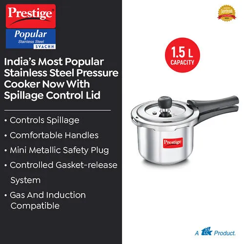 PRESTIGE SS POPULAR SVACHH OUTER LID PRESSURE COOKER 1.5 LTR - Image 5