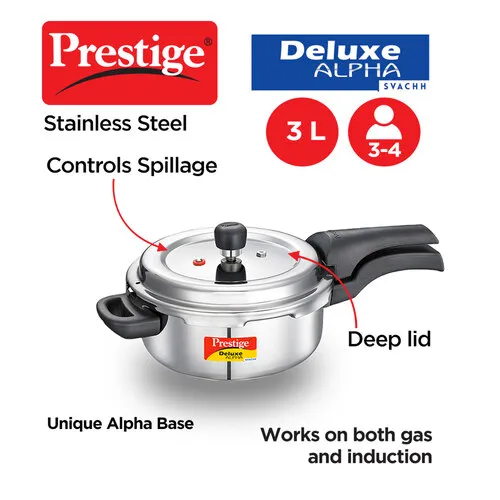 PRESTIGE SS DELUXE ALPHA SVACHH OUTER LID PRESSURE COOKER 3 LTR - Image 2