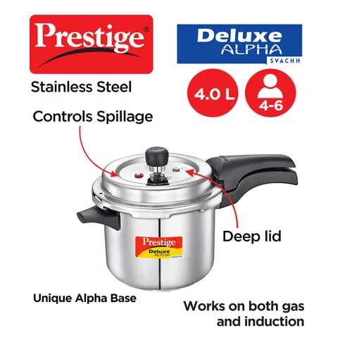 PRESTIGE SS DELUXE ALPHA SVACHH OUTER LID PRESSURE COOKER 4 LTR - Image 2