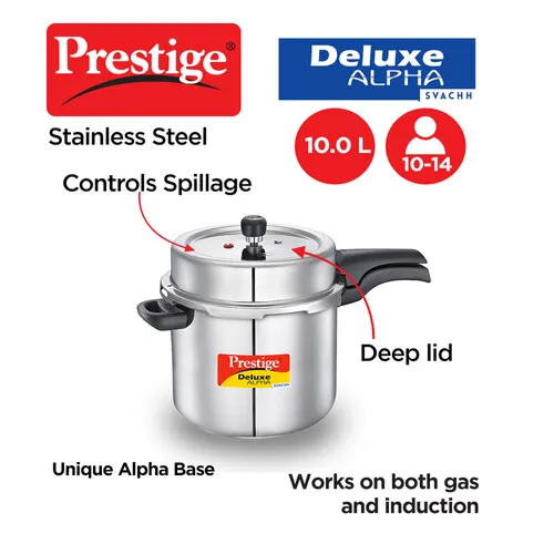 PRESTIGE SS DELUXE ALPHA SVACHH OUTER LID PRESSURE COOKER 10 LTR - Image 2