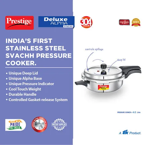 PRESTIGE SS DELUXE ALPHA SVACHH OUTER LID SENIOR PAN PRESSURE COOKER - Image 3