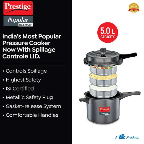 PRESTIGE POPULAR HA SVACHH OUTER LID PRESSURE COOKER 5 LTR - Image 5
