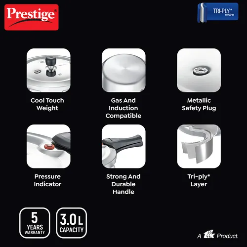 PRESTIGE TRIPLY SVACHH OUTER LID PRESSURE COOKER HANDI 3 LTR - Image 7