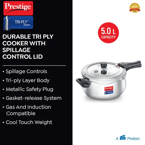 PRESTIGE TRIPLY SVACHH OUTER LID PRESSURE COOKER HANDI 5 LTR - Image 4
