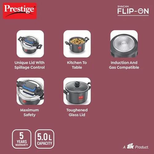 PRESTIGE FLIP-ON HA SVACHH 5 LTR (22 CM) PRESSURE COOKER - Image 3