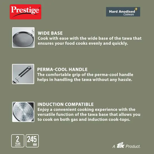 PRESTIGE HARD ANODISED PLUS COOKWARE CHAPATI TAWA 24.5 CM - Image 4