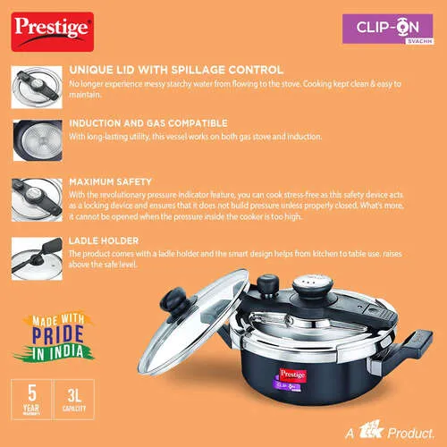 PRESTIGE CLIP-ON HA SVACHH 3 LTR PRESSURE COOKER - Image 5