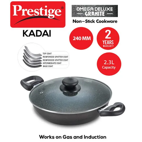 PRESTIGE OMEGA DELUXE GRANITE COOKWARE KADAI 24 CM - Image 2