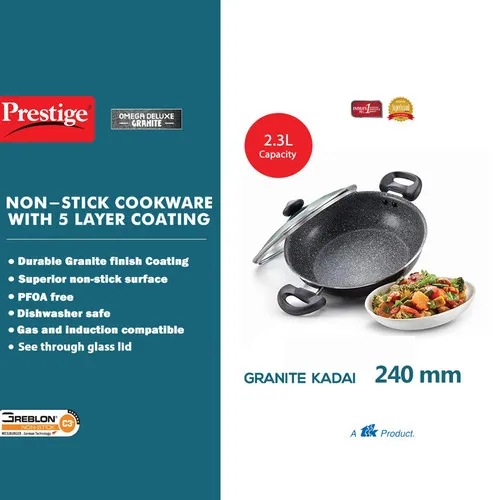 PRESTIGE OMEGA DELUXE GRANITE COOKWARE KADAI 24 CM - Image 3
