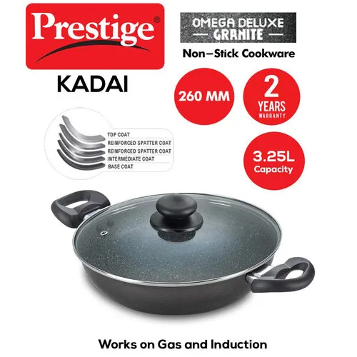 PRESTIGE OMEGA DELUXE GRANITE COOKWARE KADAI 26 CM - Image 2