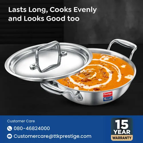 PRESTIGE TRIPLY SPLENDID COOKWARE KADAI WITH LID - 28 CM - Image 6