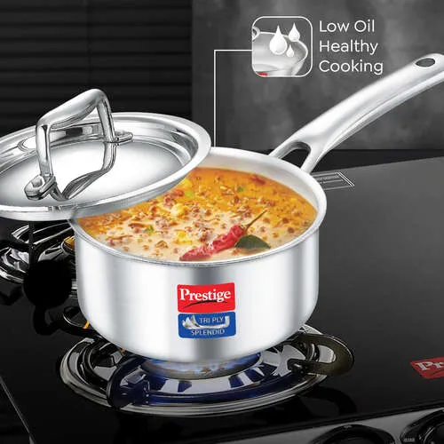 PRESTIGE TRIPLY SPLENDID COOKWARE SAUCE PAN WITH LID - 14 CM - Image 4