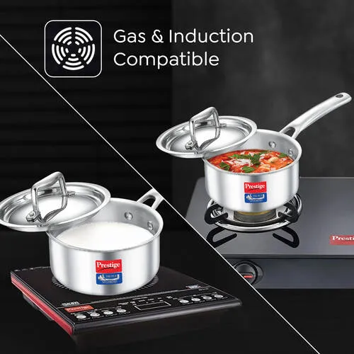 PRESTIGE TRIPLY SPLENDID COOKWARE SAUCE PAN WITH LID - 14 CM - Image 5