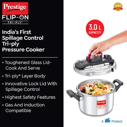 PRESTIGE FLIP-ON TRIPLY SVACHH 3 LTR (18 CM) PRESSURE COOKER - Image 3