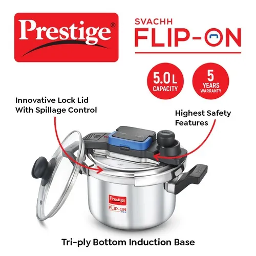 PRESTIGE FLIP-ON SS SVACHH 5 LTR (22 CM) PRESSURE COOKER - Image 4