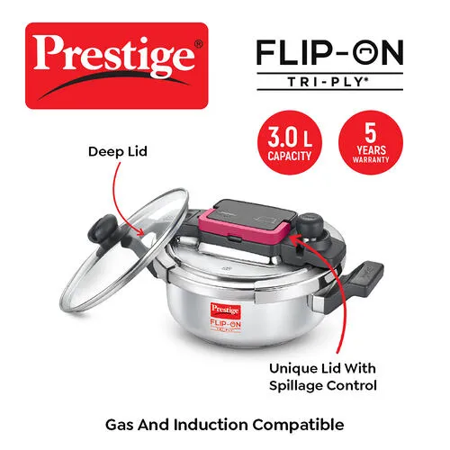 PRESTIGE FLIP-ON TRIPLY SVACHH 3 LTR (22 CM) PRESSURE COOKER - Image 2