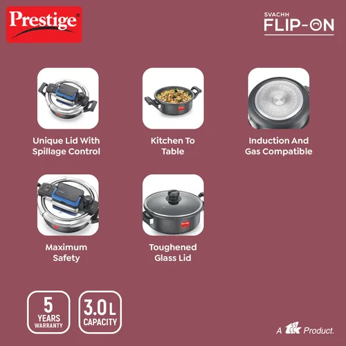 PRESTIGE FLIP-ON HA SVACHH 3 LTR (22 CM) PRESSURE COOKER - Image 5