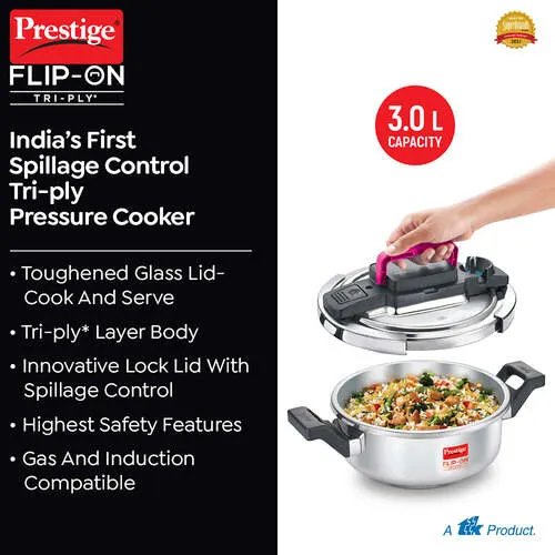 PRESTIGE FLIP-ON TRIPLY SVACHH 3 LTR (22 CM) PRESSURE COOKER - Image 6