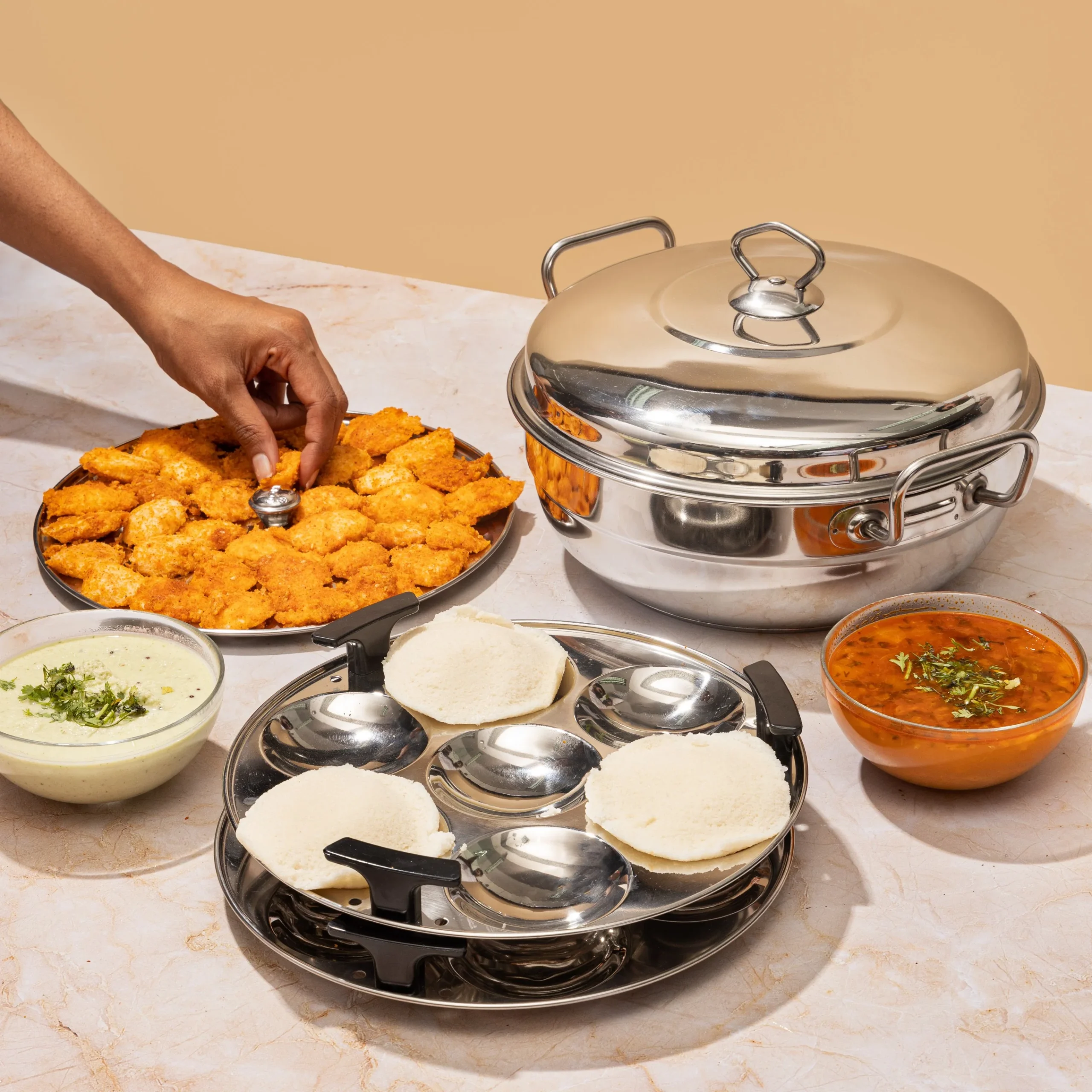 VINOD SAS BOTTOM COOKWARE INDUCTION FRIENDLY MULTI KADAI (WITH SS LID) - Image 7