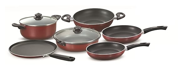 PRESTIGE COOKWARE SET OMEGA DELUXE (6PCS SET) KADAI 26CM/ OMNI TAWA 25CM/ FRY PAN 26 & 24CM/ MULTI PAN 26CM WITH LID/ SAUCE PAN 24CM WITH LID