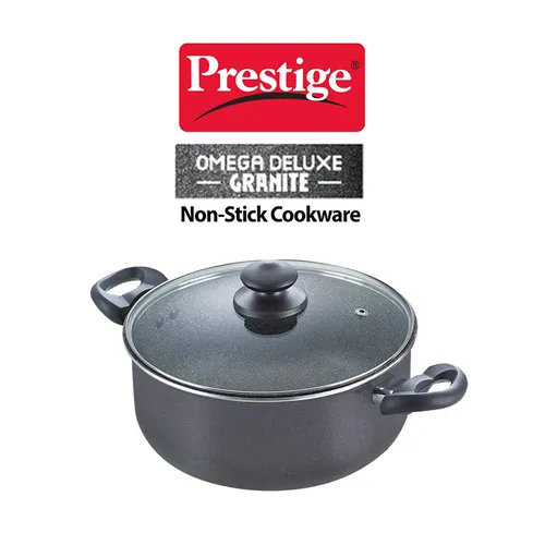 PRESTIGE OMEGA DELUXE GRANITE COOKWARE SAUCE PAN 26CM WITH LID - Image 6