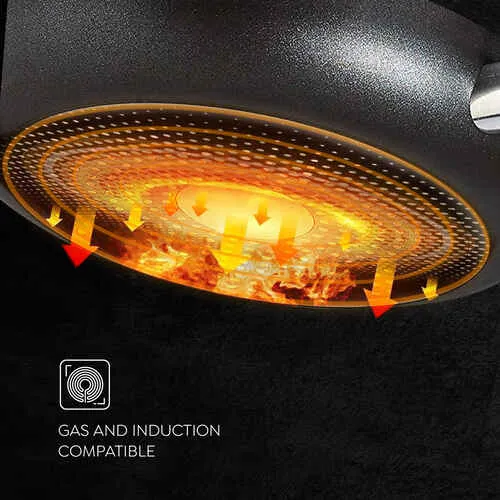 PRESTIGE COOKWARE SET OMEGA DELUXE GRANITE (3PCS SET) KADAI 24CM WITH LID / OMNI TAWA 28CM / FRY PAN 24CM - Image 5