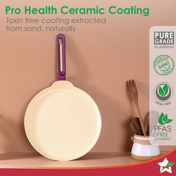 WONDERCHEF BELLAGIO HEALTHY CERAMIC NON-STICK DOSA TAWA (DEEP PURPLE) 28CM - Image 3