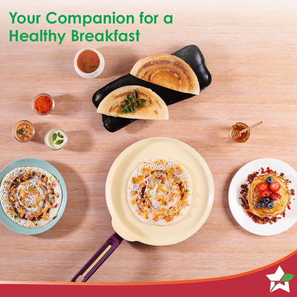 WONDERCHEF BELLAGIO HEALTHY CERAMIC NON-STICK DOSA TAWA (DEEP PURPLE) 28CM - Image 7