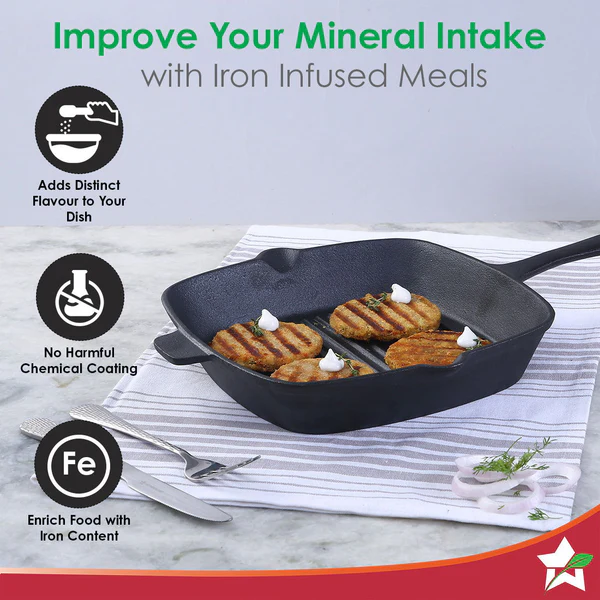 WONDERCHEF FORZA PRE-SEASONED CAST-IRON GRILL PAN 26CM 2L - Image 4