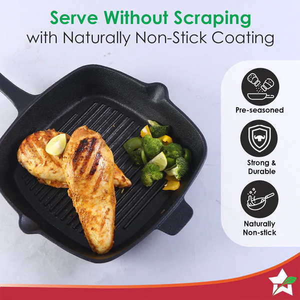 WONDERCHEF FORZA PRE-SEASONED CAST-IRON GRILL PAN 26CM 2L - Image 5