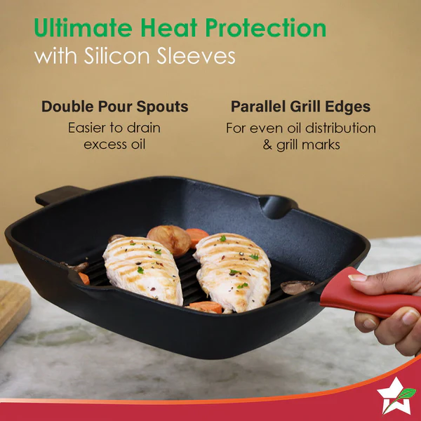 WONDERCHEF FORZA PRE-SEASONED CAST-IRON GRILL PAN 26CM 2L - Image 6