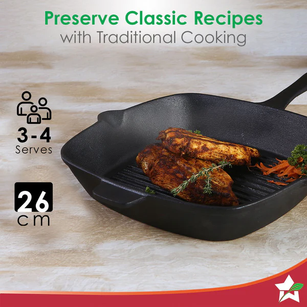 WONDERCHEF FORZA PRE-SEASONED CAST-IRON GRILL PAN 26CM 2L - Image 8