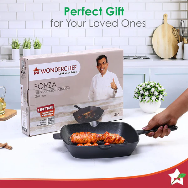 WONDERCHEF FORZA PRE-SEASONED CAST-IRON GRILL PAN 26CM 2L - Image 9
