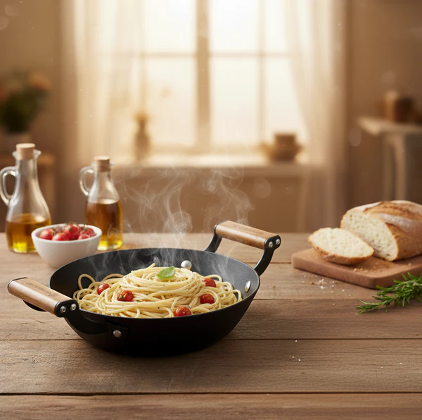 WONDERCHEF FERRO LIGHT-WEIGHT CAST IRON KADHAI 24CM 2.3L
