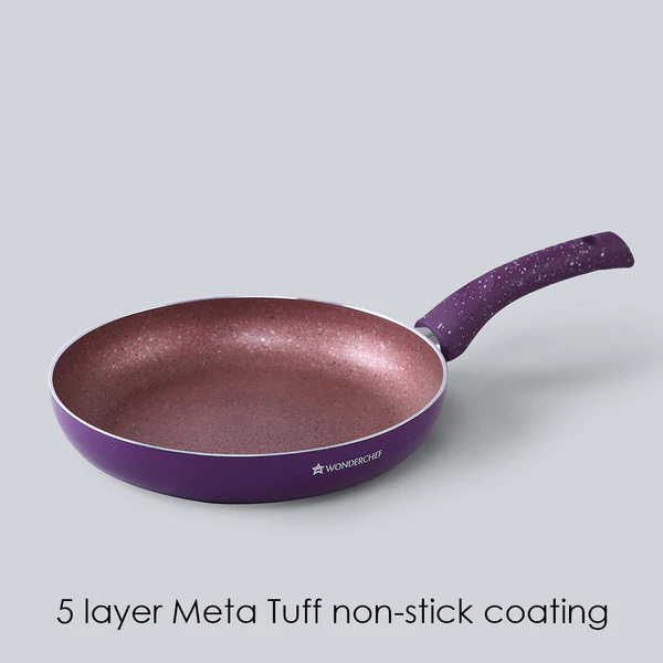 WONDERCHEF GRANITE NON-STICK 4PC SET (PURPLE) DOSA TAWA 26CM / FRYPAN WITH LID 26CM 2L / WOK 26CM 2.7L - Image 5