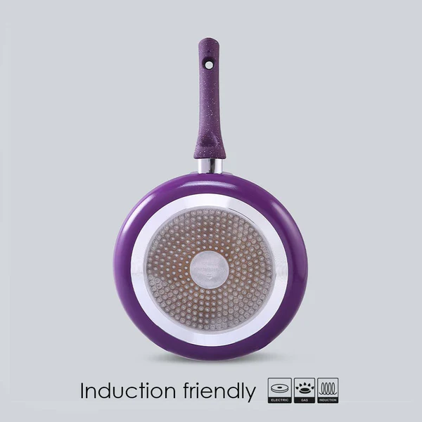 WONDERCHEF GRANITE NON-STICK 4PC SET (PURPLE) DOSA TAWA 26CM / FRYPAN WITH LID 26CM 2L / WOK 26CM 2.7L - Image 6