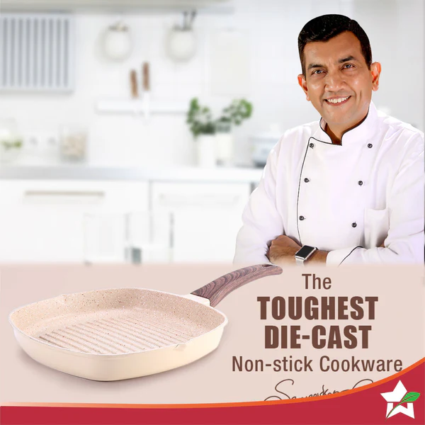 WONDERCHEF DIE-CAST COOKWARE GRILL PAN (IVORY) 24CM 1.5L - Image 2