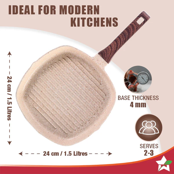 WONDERCHEF DIE-CAST COOKWARE GRILL PAN (IVORY) 24CM 1.5L - Image 4