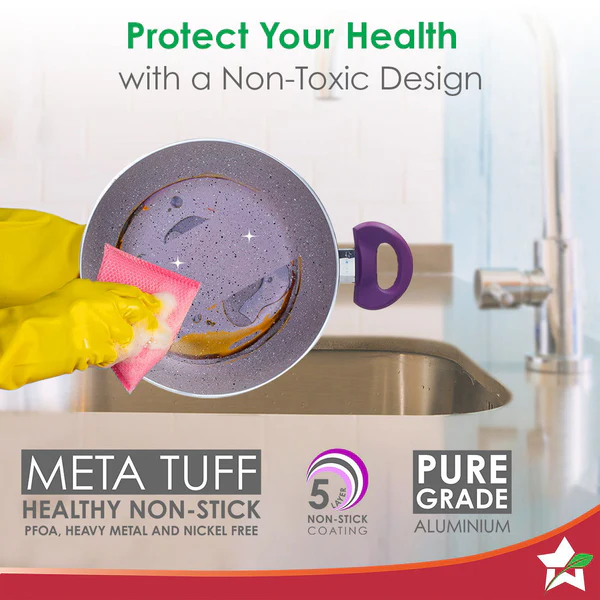 WONDERCHEF ROYAL VELVET NON-STICK KADHAI WITH LID 24CM 1.8L - Image 2