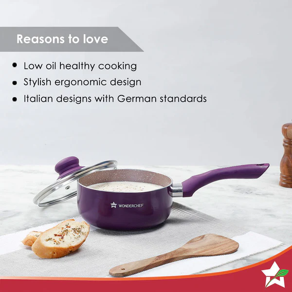 WONDERCHEF ROYAL VELVET NON-STICK SAUCE PAN WITH LID 18CM 2L - Image 4